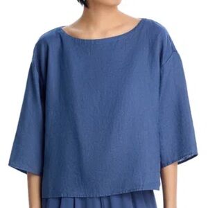 Eileen Fisher Organic Handkerchief Linen Box-Top In Denim Blue Size Medium